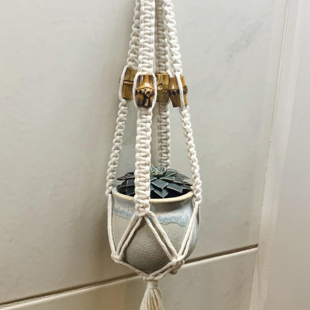 Mini Macrame 15" Long - Car Plant Hanger, Desk Plant Hanger